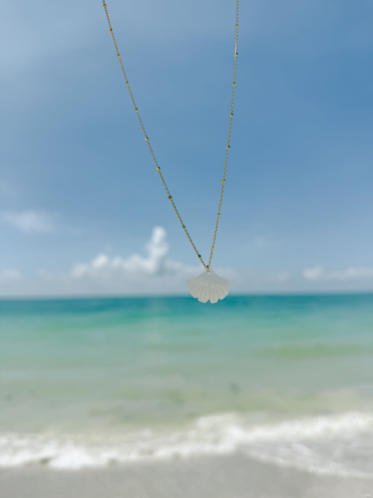 Mother of Pearl Shell Fan Necklace