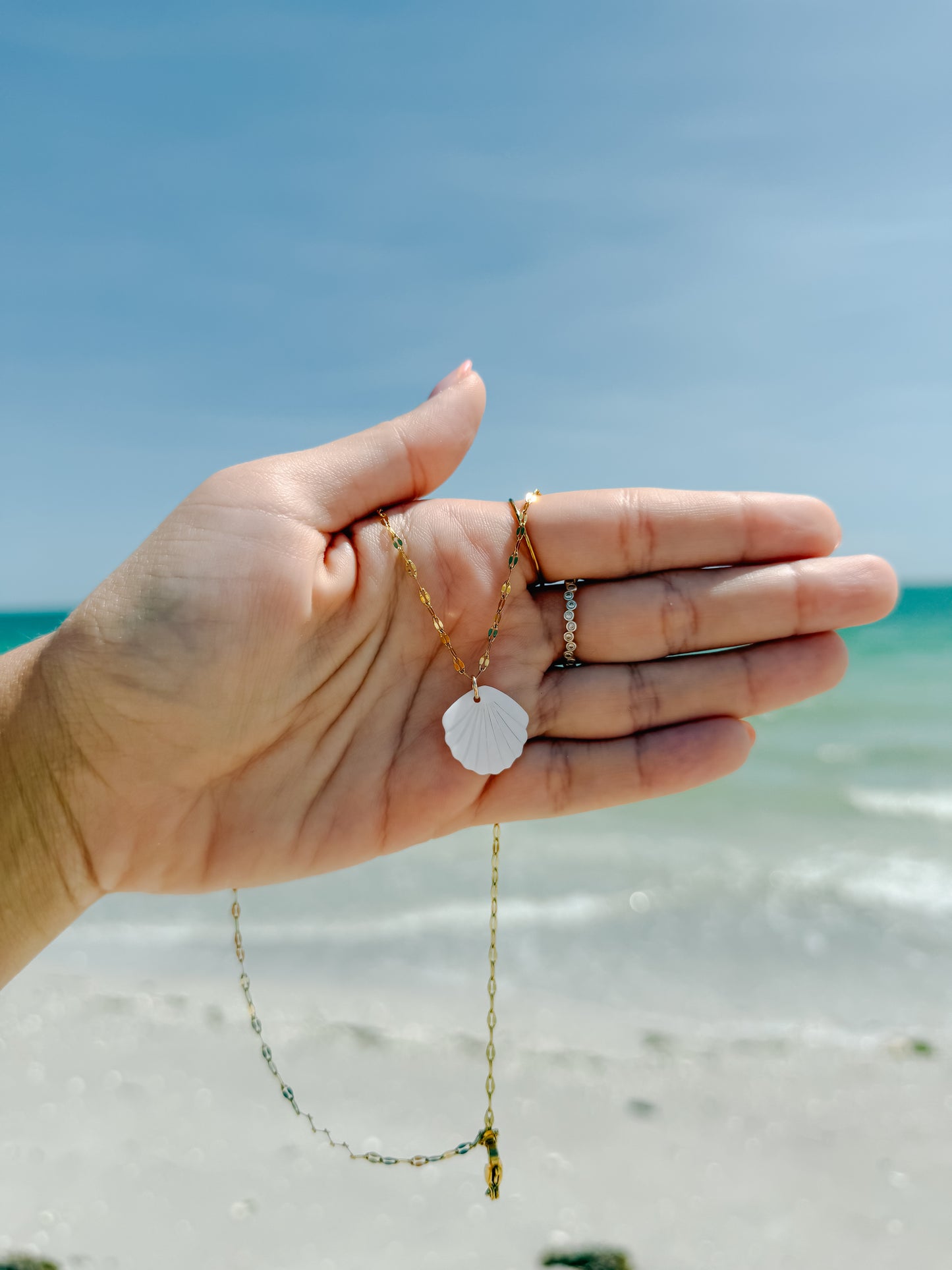 Mother of Pearl Scallop Shell Necklace