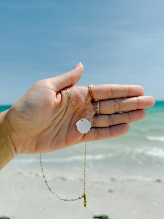 Mother of Pearl Scallop Shell Necklace