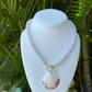 Pale Blue Beaded Seashell Necklace