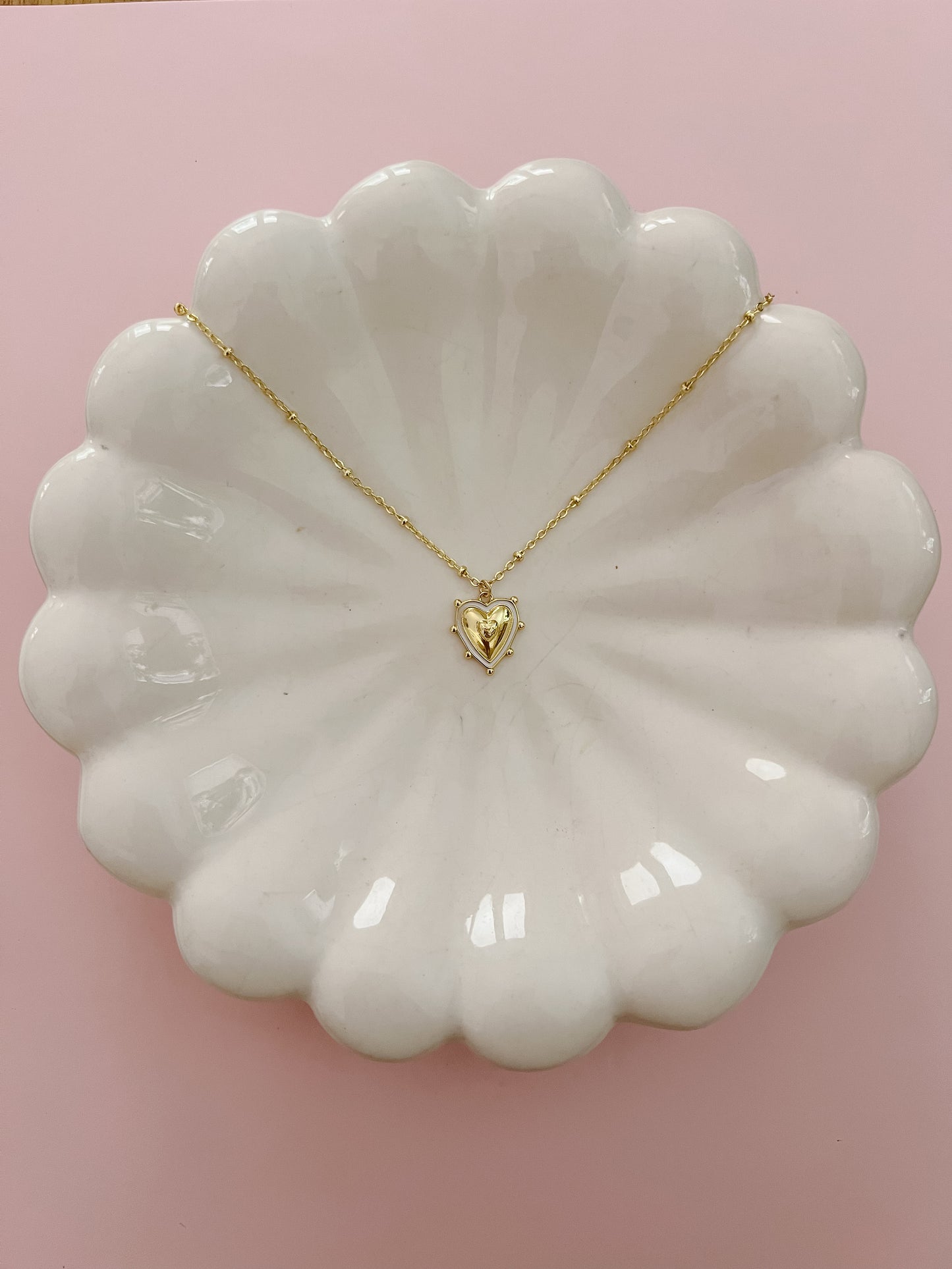 White & Gold Heart Necklace