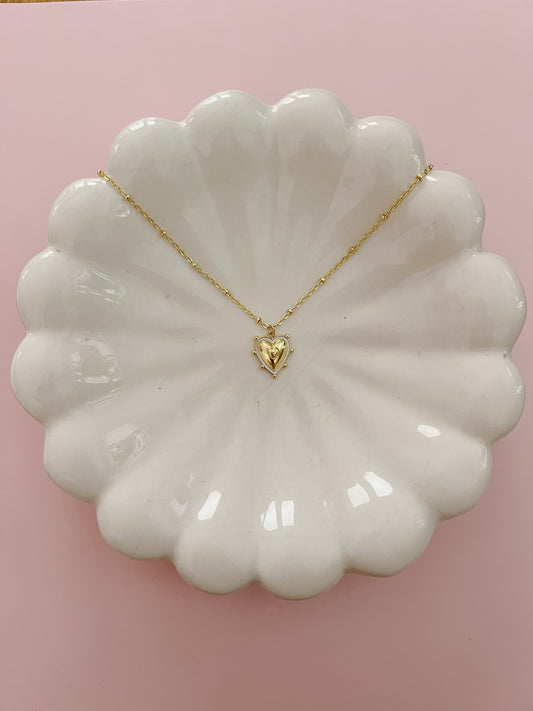 White & Gold Heart Necklace