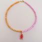 Pink & Orange Beaded Fish Necklace