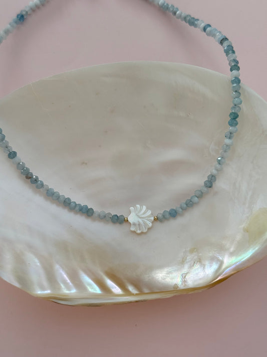 Aquamarine Shell Necklace