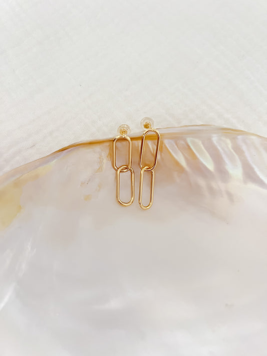 Two Link Paper Clip Post Earrings