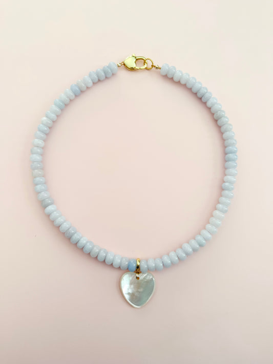 White Heart Beaded Necklace