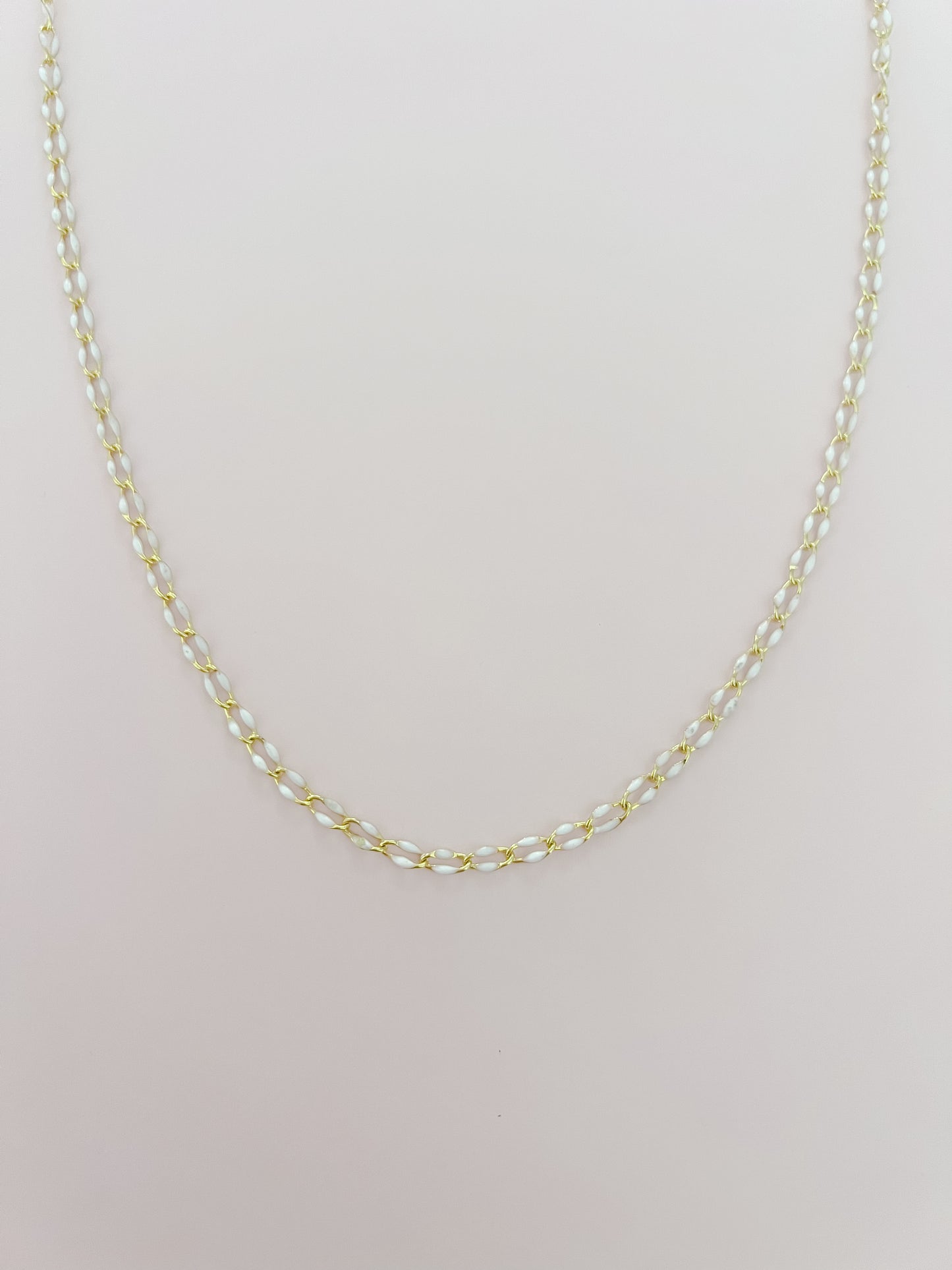 White Enamel Link Layering Necklace