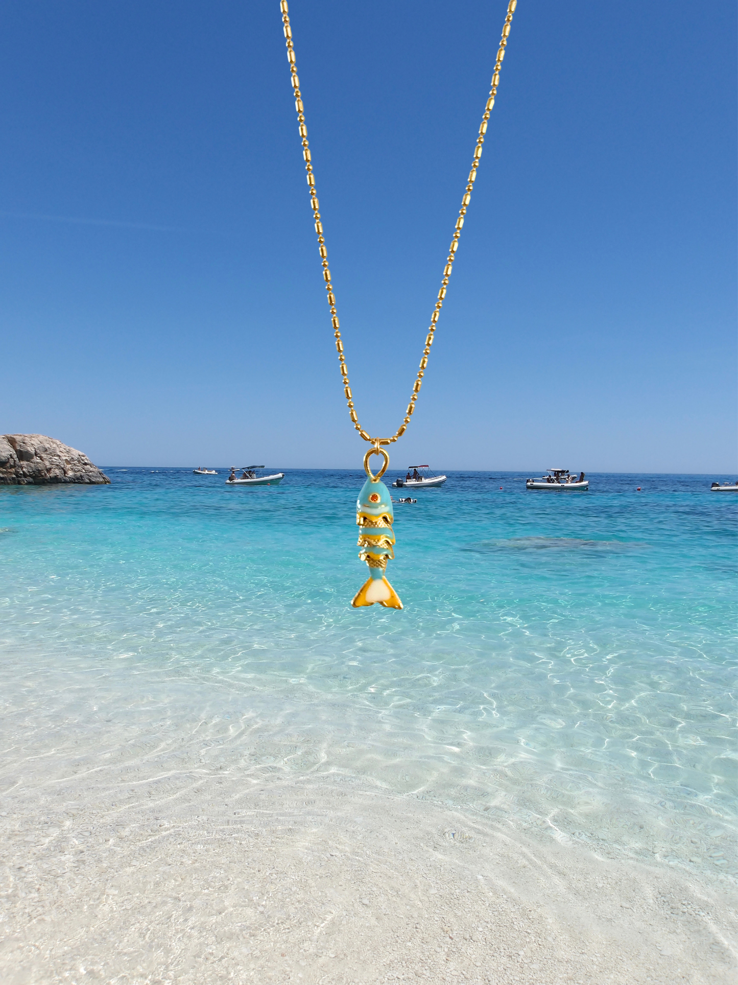 Blue & Yellow Fish Necklace