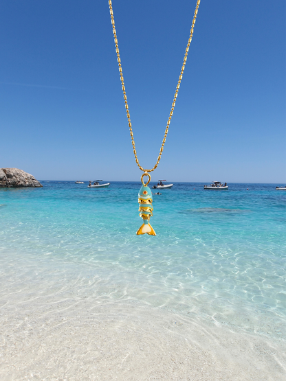 Blue & Yellow Fish Necklace