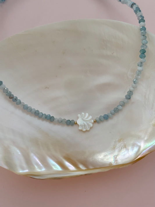 Aquamarine Shell Necklace