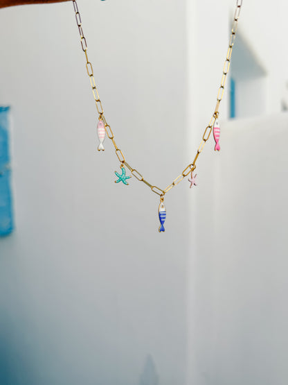 Klima Fish & Starfish Charm Necklace