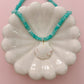 White Scallop Shell and Aqua Beaded Necklace