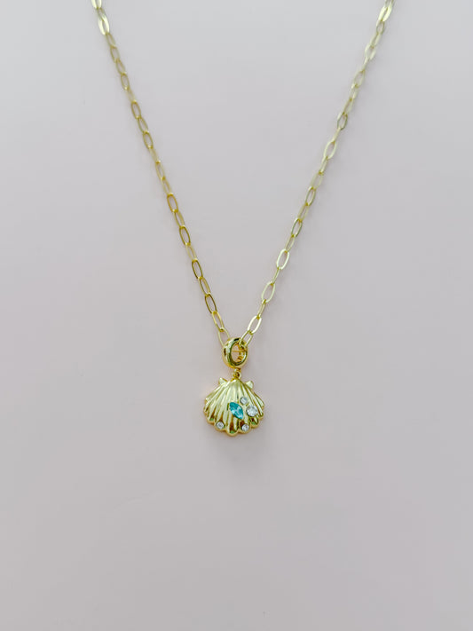 Aquamarine Shell Necklace