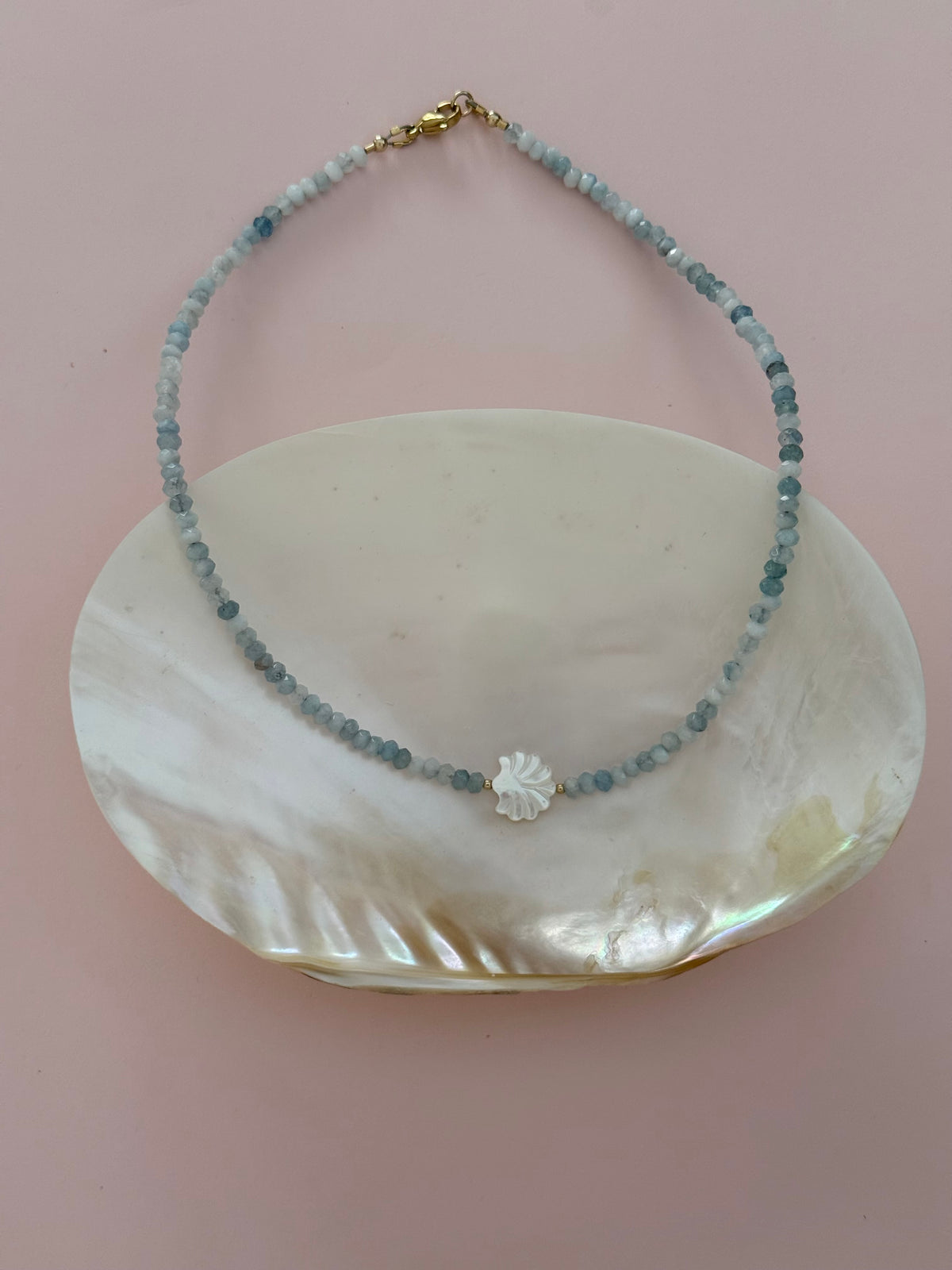 Aquamarine Shell Necklace