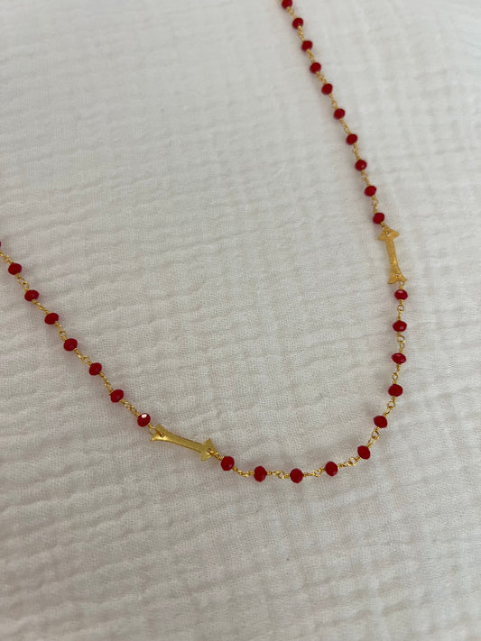 Garnet & Gold Arrow Layering Chain Necklace