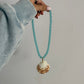 Blue Beaded Seashell Necklace