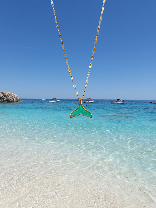 Aqua Mermaid Tail Necklace