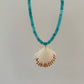 Blue Beaded Scallop Shell Necklace