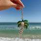 Beaded Palm Tree Bag Charm Key Chain