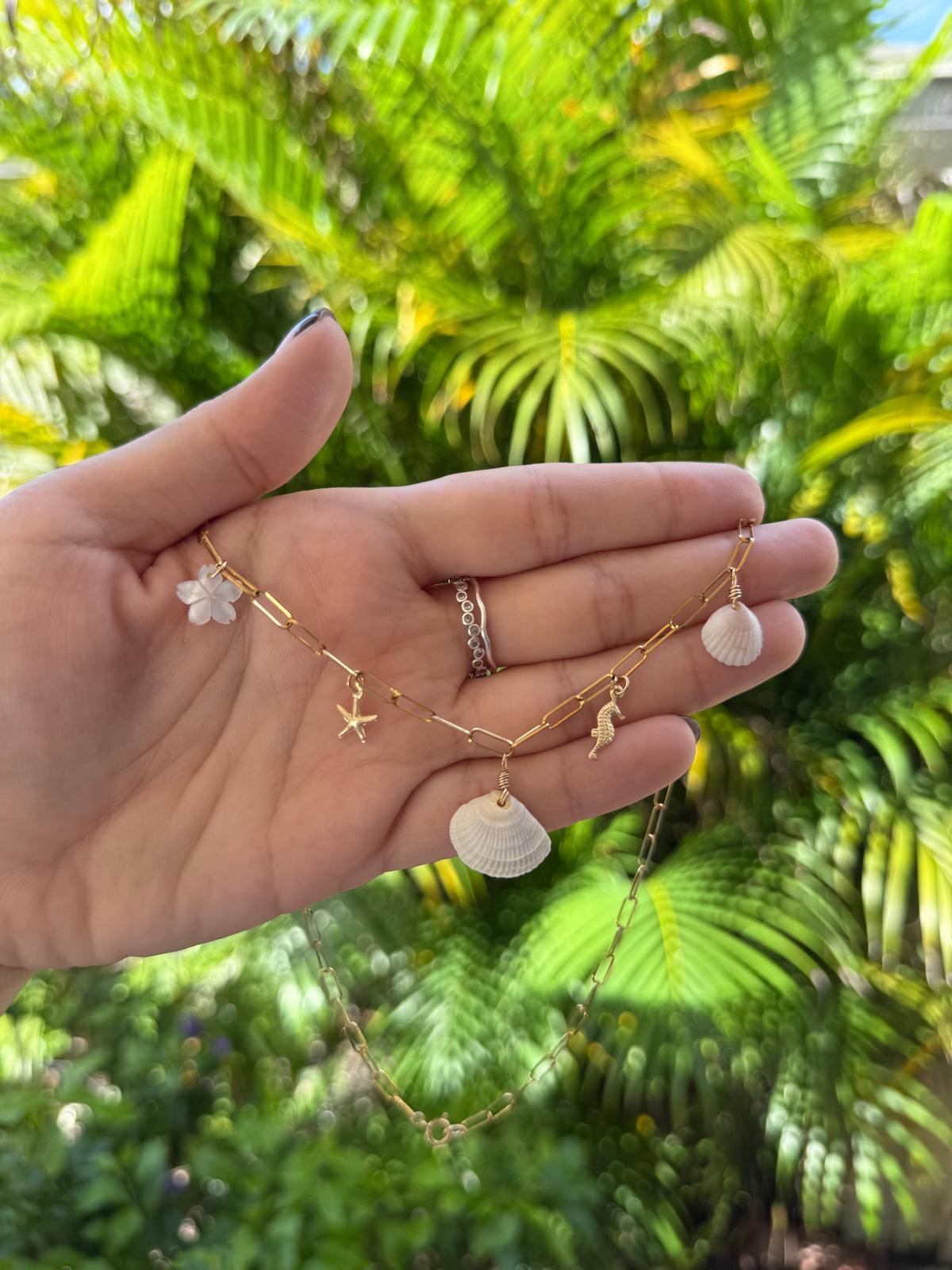 Rosemary Seashell Charm Necklace