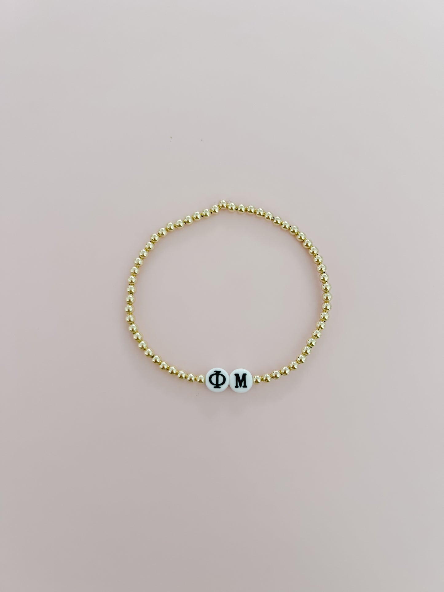 Phi Mu Quatrefoil or Letters Gold Bracelet