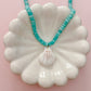 White Seashell Aqua Beaded Necklace