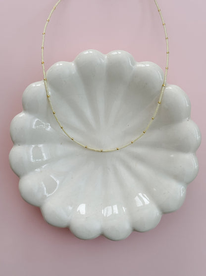 Tiny Pale Yellow Beaded Necklace
