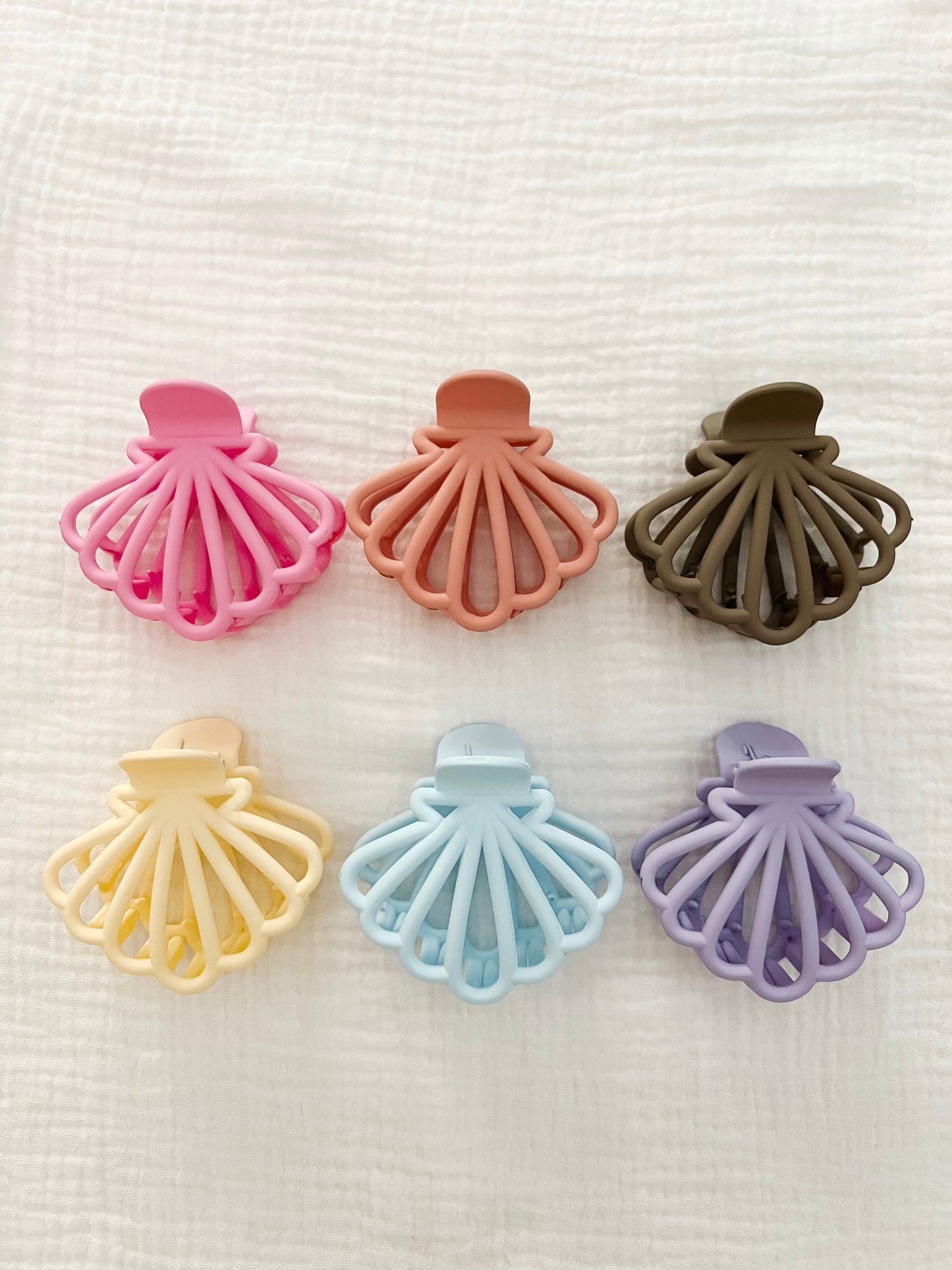 Matte Seashell Hair Clips