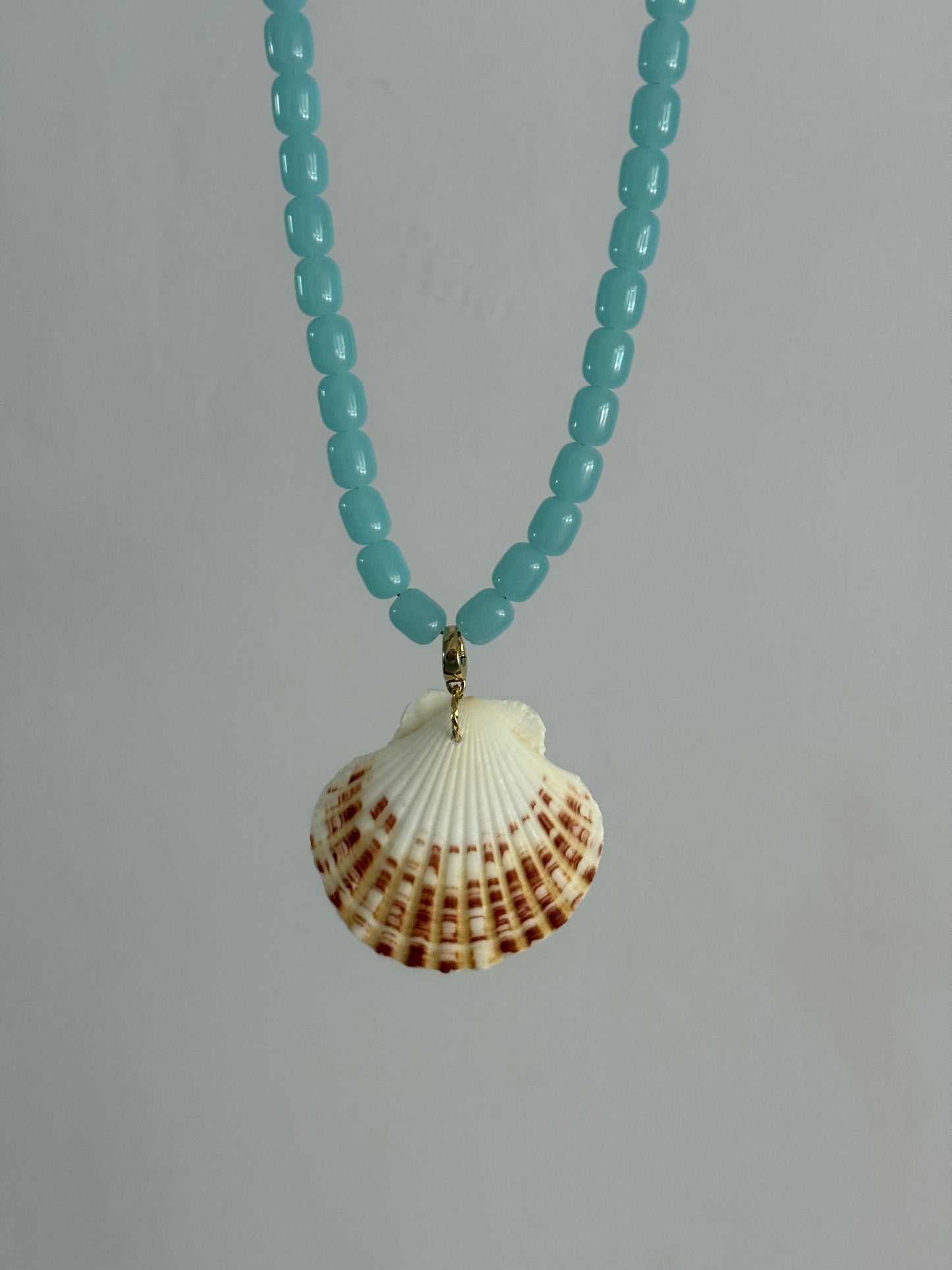 Blue Beaded Seashell Necklace