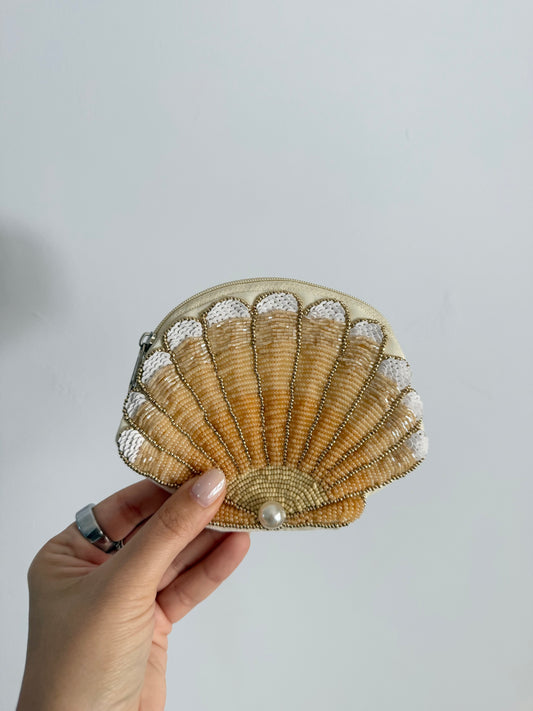 Orange Seashell Coin Pouch