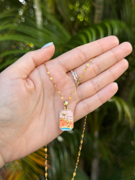 Orange Under the Palms Necklace