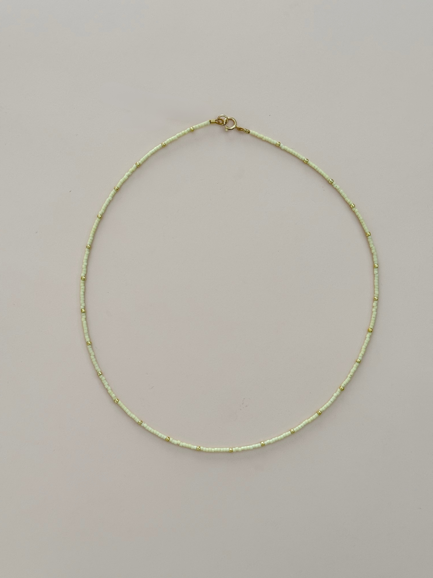 Tiny Pale Yellow Beaded Necklace