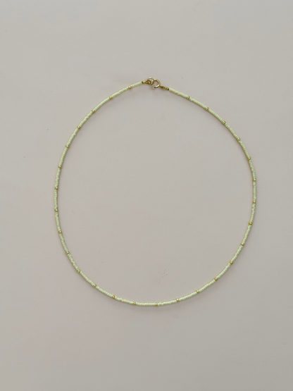 Tiny Pale Yellow Beaded Necklace