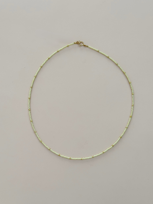 Tiny Pale Yellow Beaded Necklace