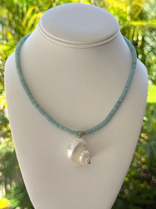 Amazonite Beaded Seashell Necklace
