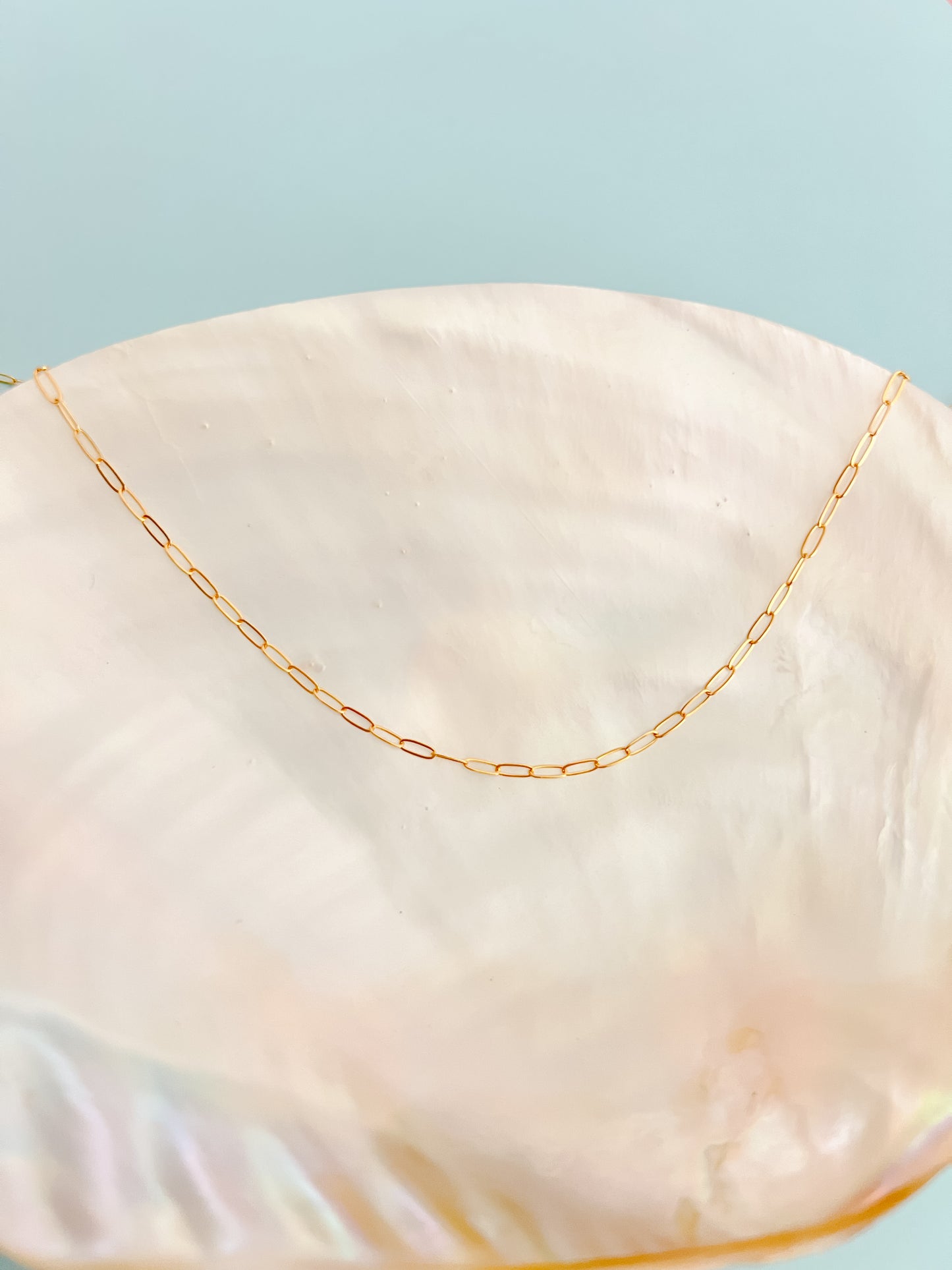 Gold Filled Dainty Paper Clip Layering Necklace Chain