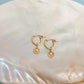 Shell & Pearl Gold Filled Huggie Hoop Earrings