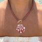 Matte Mauve Beaded Scallop Shell Necklace
