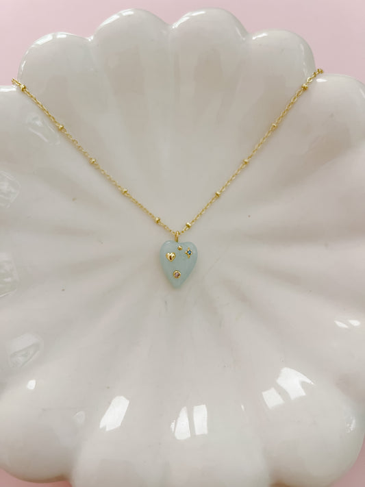 Blue Candy Heart Necklace