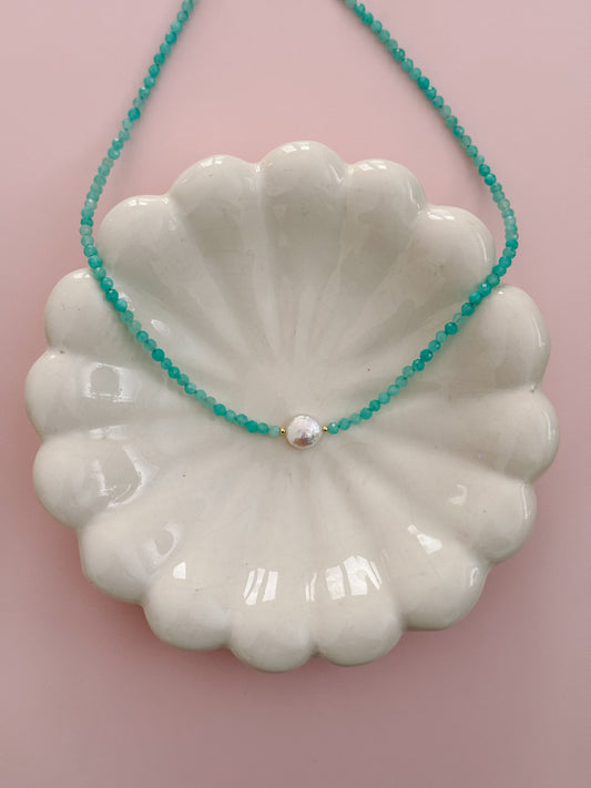 Amazonite & Pearl Beaded Necklace