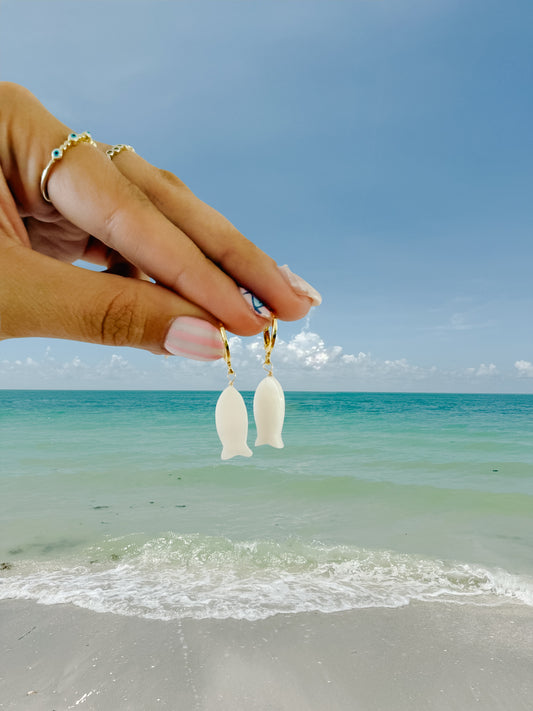 Mother of Pearl Fish Earrings