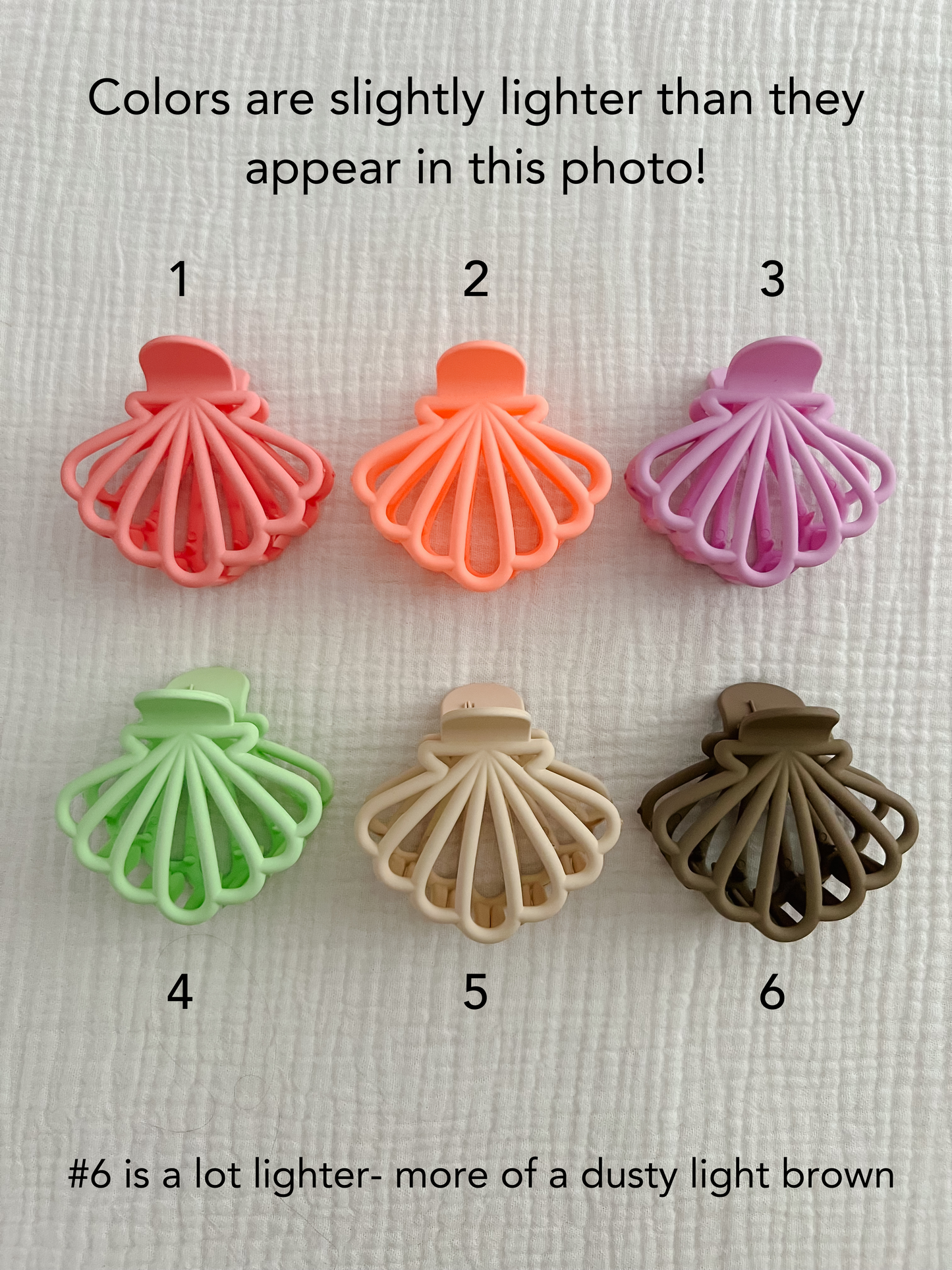 Matte Seashell Hair Claw Clips