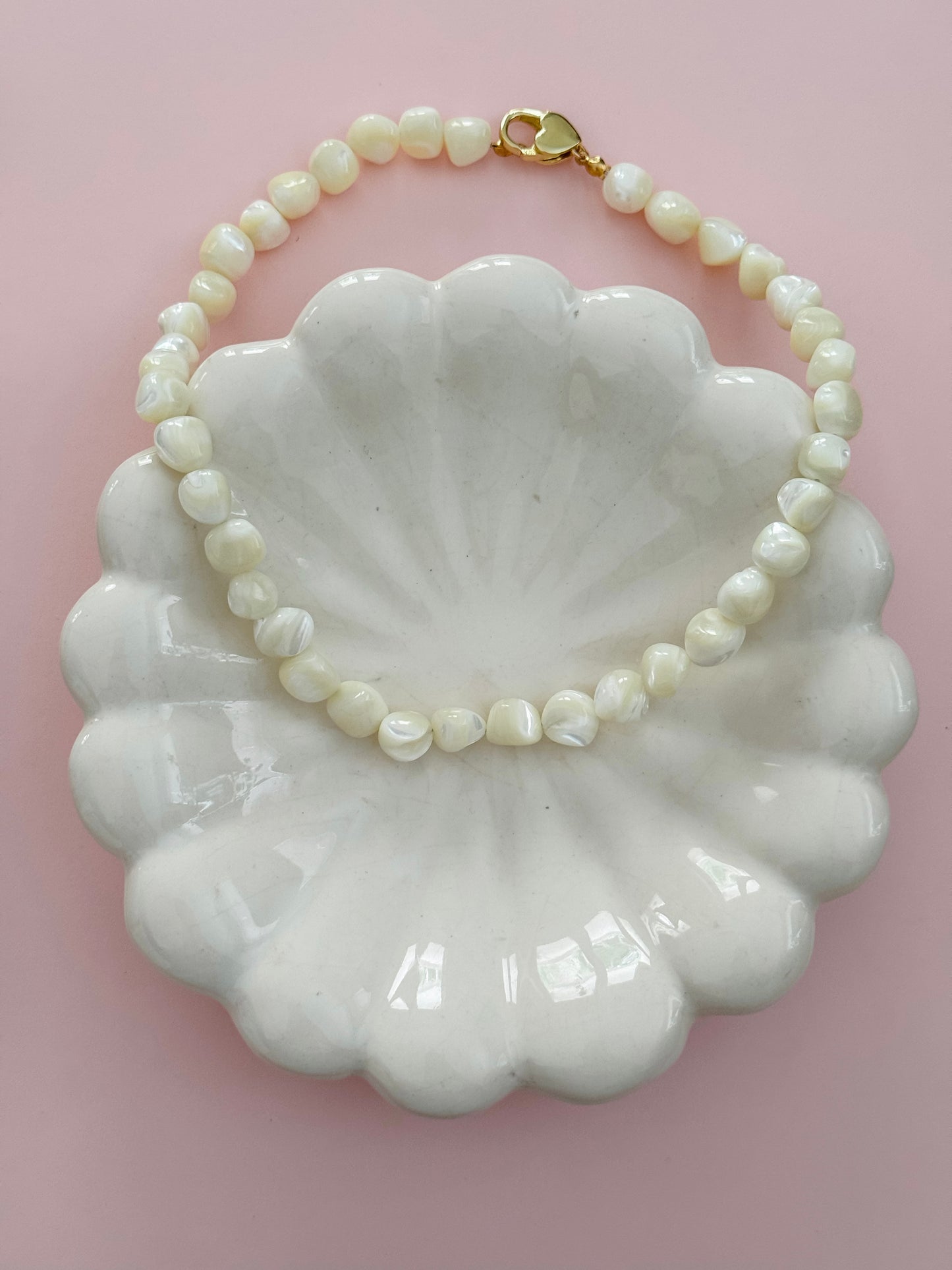 Cream Shell Nugget Necklace