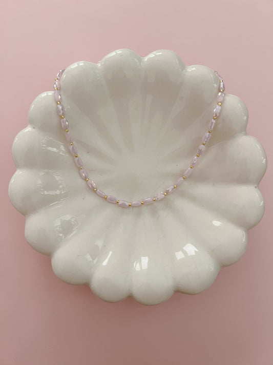 ShimmeryPale Pink Beaded Necklace