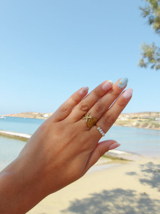Starfish & Shell Ring