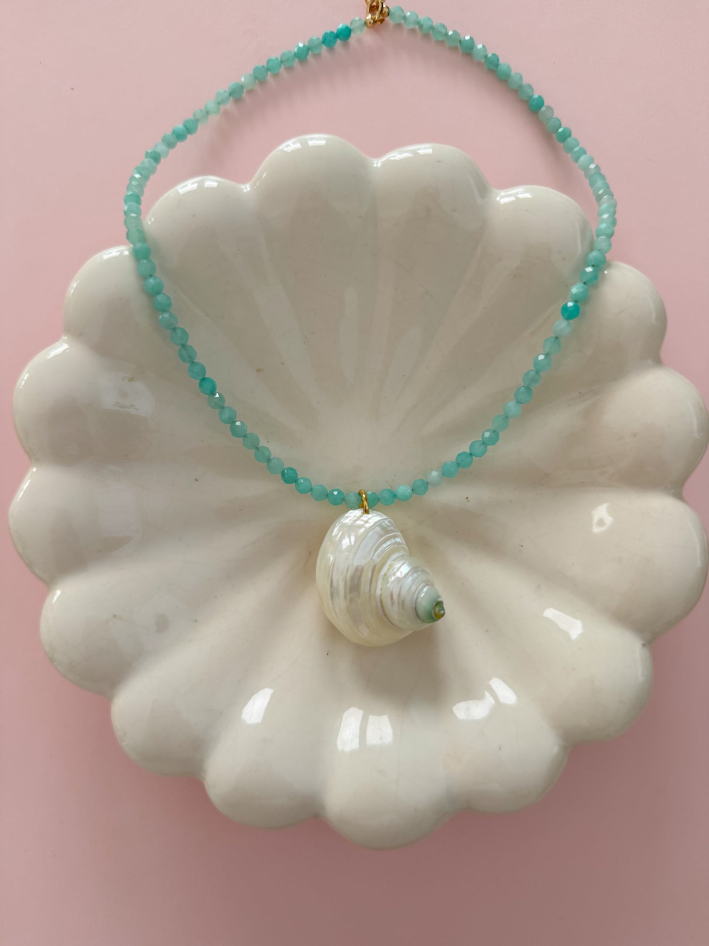 Amazonite Turbo Seashell Necklace
