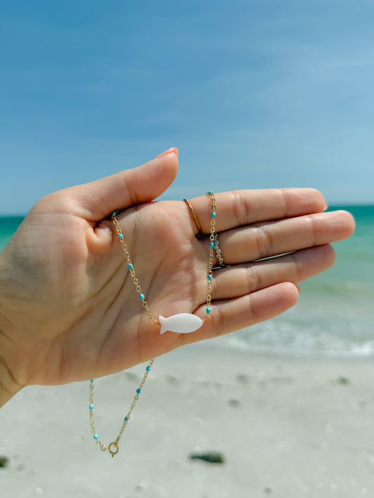 Blue Satellite Fish Necklace