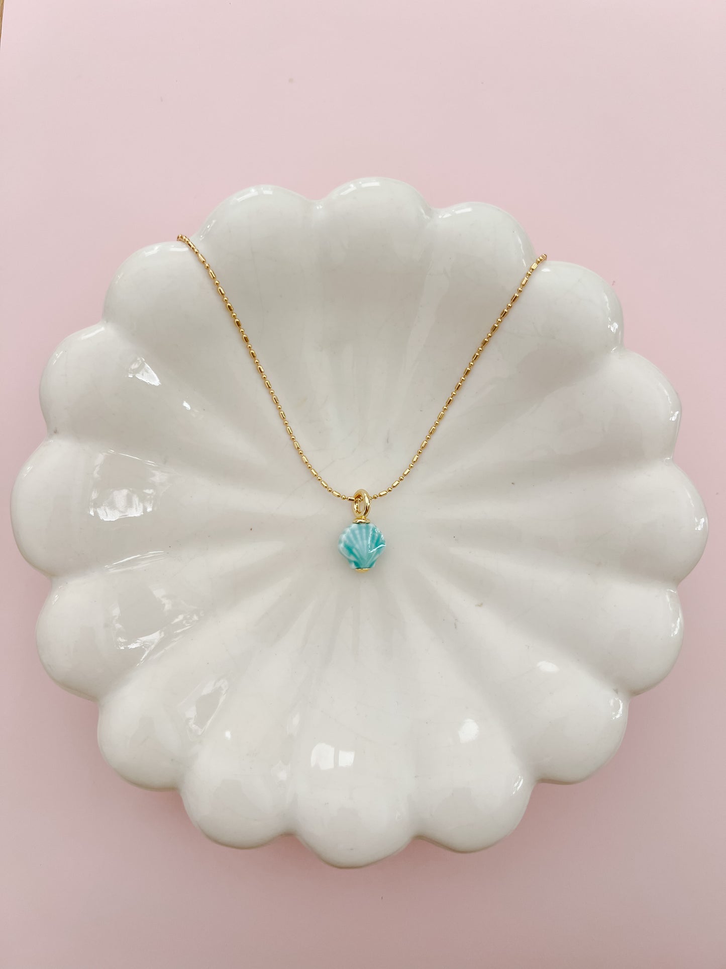 Teal Seashell Necklace