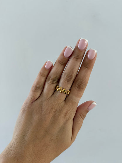 Gold Stainless Steel Dotted Ring