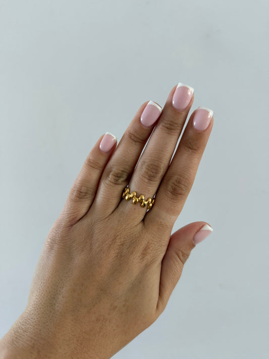 Gold Stainless Steel Dotted Ring